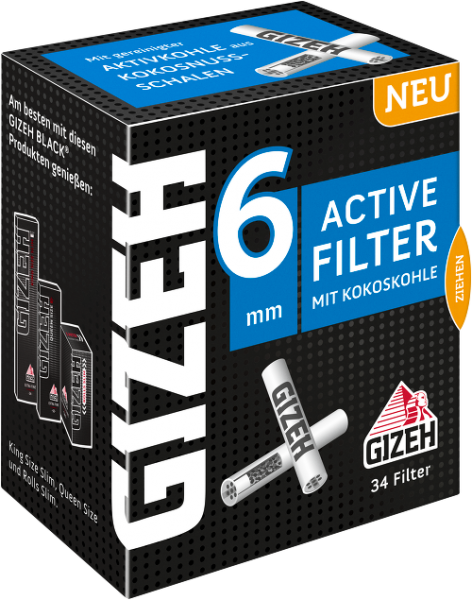 Gizeh - Black Active Filter 6mm 34 Stück