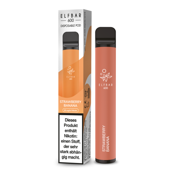 Elfbar 600 - Einweg E-Zigarette - Strawberry Banana 20mg - Steuerware -