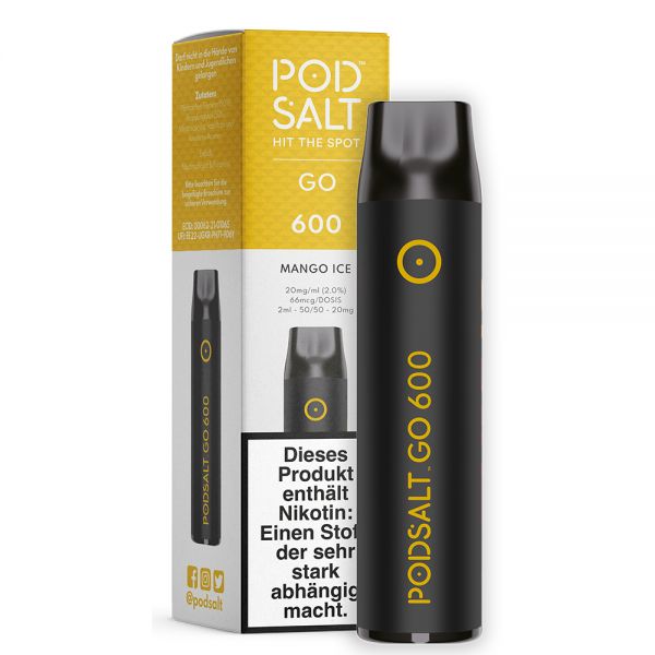 Pod Salt Go 600 - Einweg E-Zigarette - Mango Ice 20mg