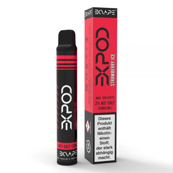 ExVape Expod Einweg E-Zigarette Strawberry Ice